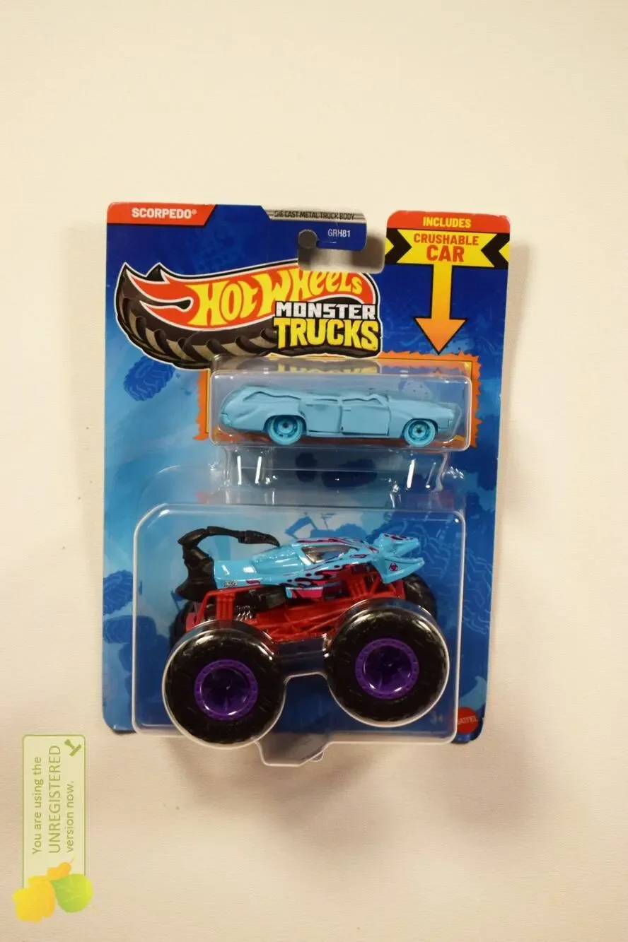 Hot Wheels Monster Truck Scorpedo and Crushed Wagon Flat Iron 1/64 Scale